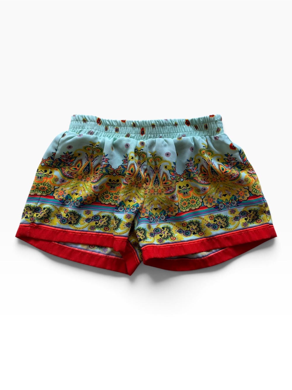 GB girls Light Blue and Red Paisley Athletic Shorts
